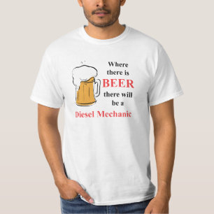 Camiseta Onde há cerveja - mecânico diesel