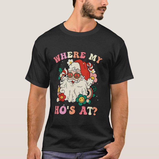 Camiseta Onde Minha Mão Em Papais noeis De Natal Adulta Hum (Frente)