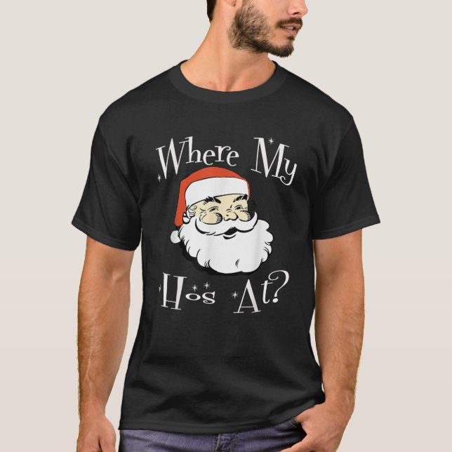 Camiseta Onde Minha Mão No Natal Tchau Papais noeis Adultos (Frente)