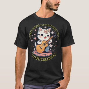 Camiseta onde música e beleza unem harmonia kawaii