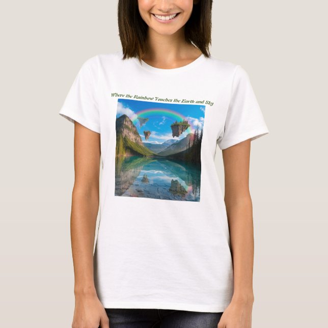 Camiseta Onde o arco-íris toca a Terra e o céu (Frente)