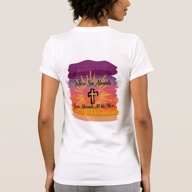 Camiseta Onde o Pecado Abunda Cruz Scripto Crepúsculo (Verso)