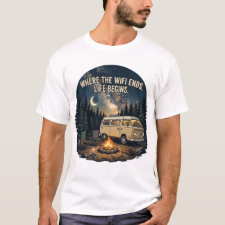 Camiseta Onde o Wifi Acaba a Vida Começa Gráfico de Camper