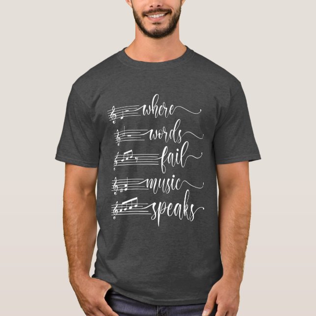 Camiseta Onde Palavras Falham Música Fala Musiceacher Engra (Frente)