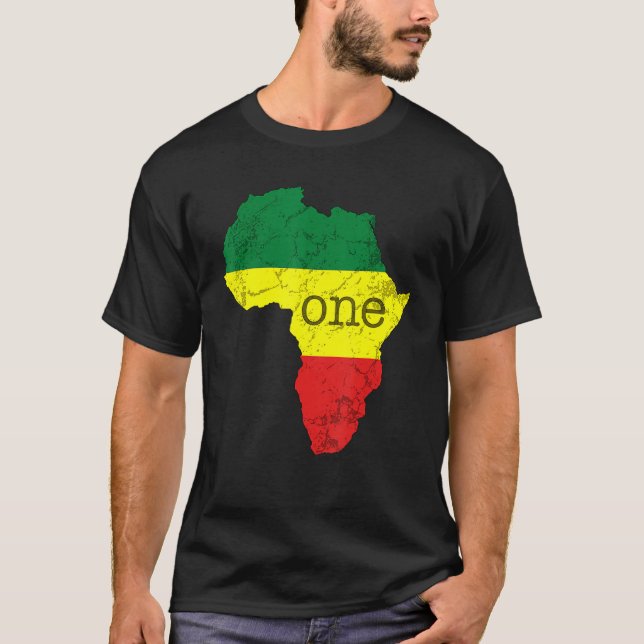 Camiseta One Africa Pan African Pride Map Flag Black Pride (Frente)