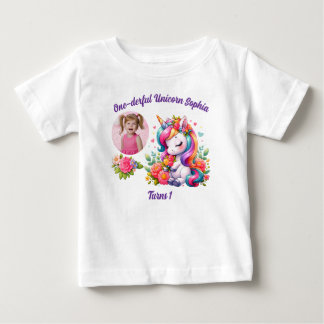 Camiseta One-derful Magical Floral Unicorn 1st Birthday 