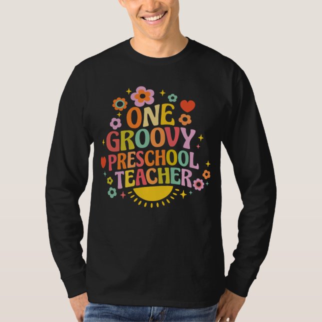 Camiseta One groovy preschool teacher (Frente)