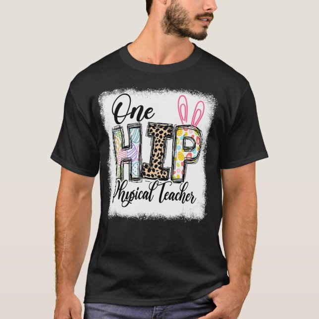 Camiseta One Hip Physical Teacher Leopard Teacher Easter Da (Frente)