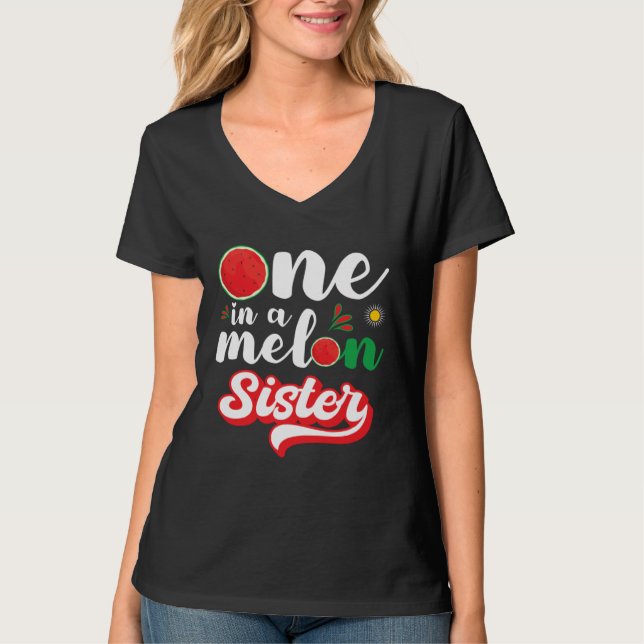 Camiseta One In A Melon Sister Watermelon Family Matching (Frente)