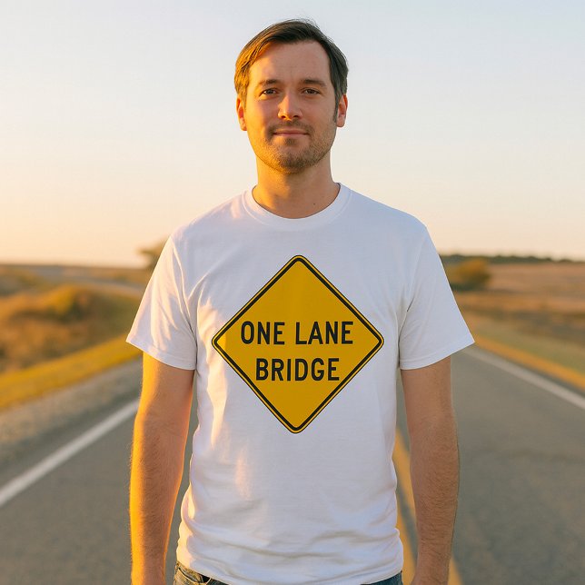 Camiseta One Lane Bridge Road Sign Yellow (Criador carregado)