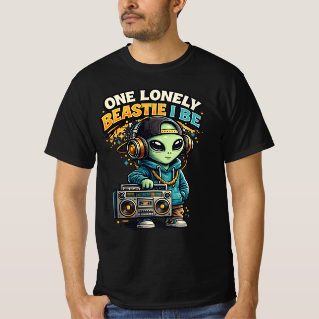 Camiseta One Lonely Beastie Alien - Funny Hip Hop Alien  (Frente)