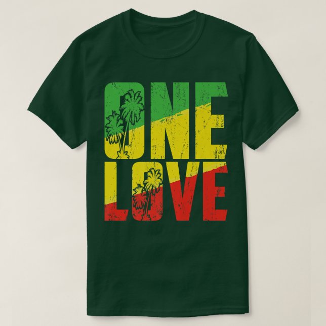 Camiseta One Love Jamaica T Shirt Rasta Reggae Music Caribb (Frente do Design)
