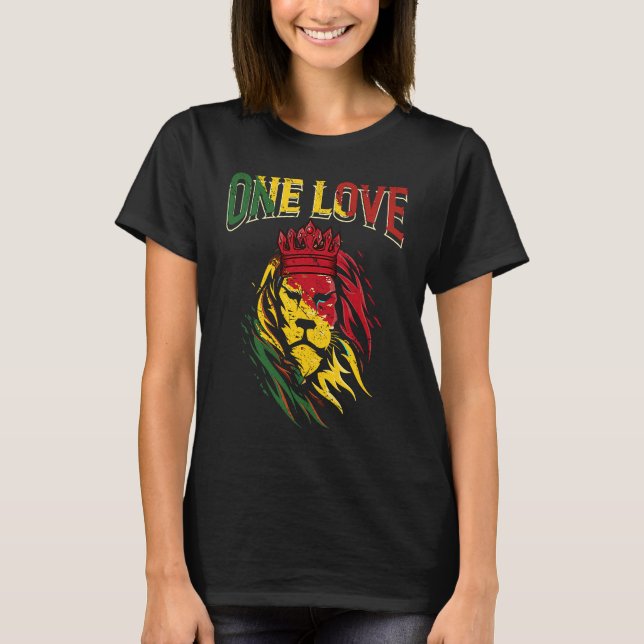 Camiseta One Love Rasta Lion Jamaican Pride Reggae African (Frente)
