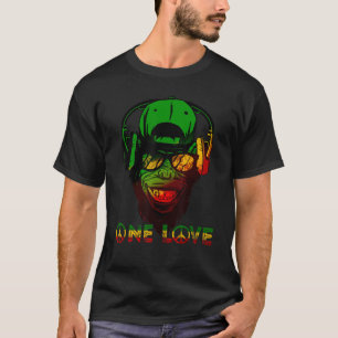 Camiseta One Love Rasta Reggae Monkey Hippie Rastafarian Go