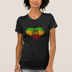 Camiseta One Love Rastafari T Shirt Jamaica Retro Vintage G