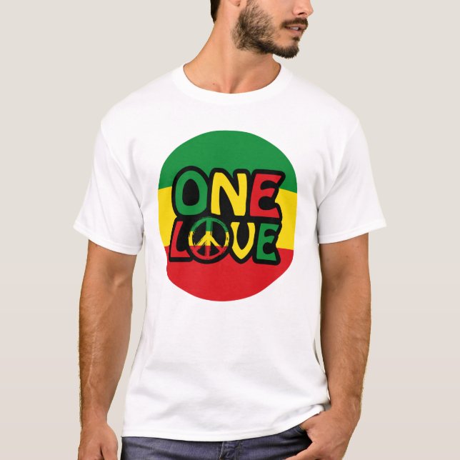Camiseta One Love, Reggae design with reggae colors (Frente)