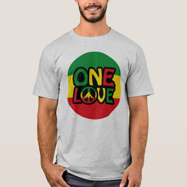 Camiseta One Love, Reggae design with reggae colors (Frente)
