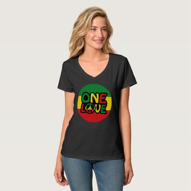 Camiseta One Love, Reggae design with reggae colors (Frente Completa)