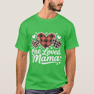 Camiseta One Loved MAMA Cute Plaid Heart Family Valentine f