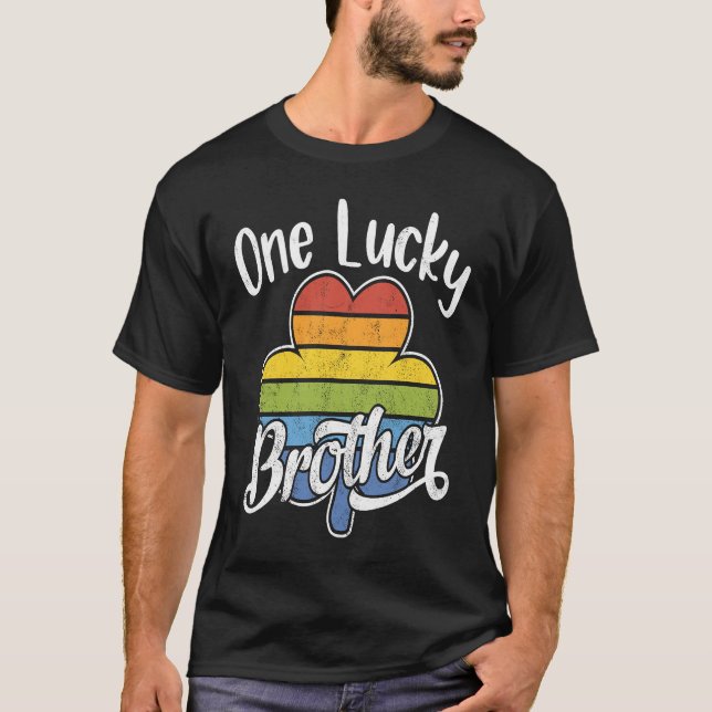 Camiseta One Lucky Brother Fun Striped Irish C St Patrick's (Frente)