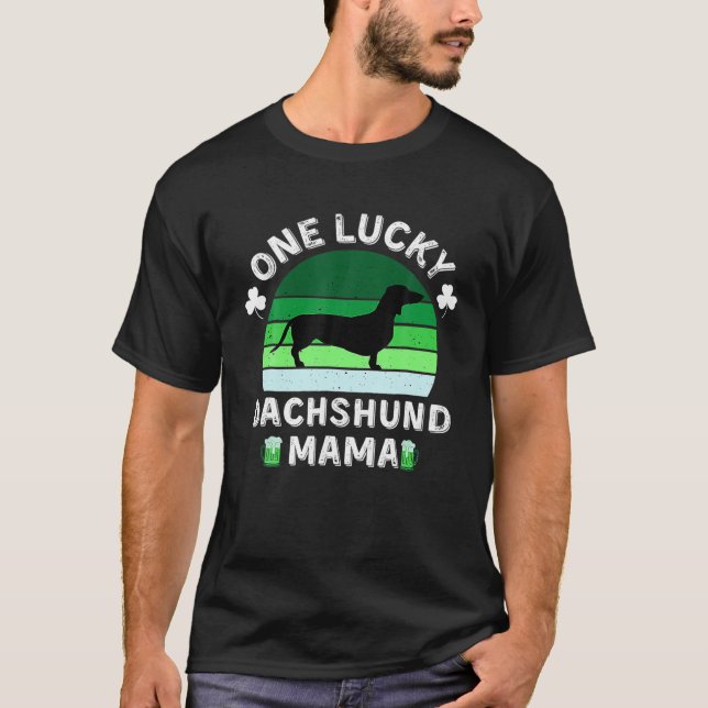 Camiseta One Lucky Dachshund Mama Funny St Patrick's (Frente)