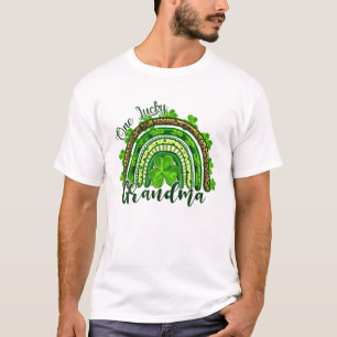 Camiseta One Lucky Grandma Irish Rainbow Leopard Patricks D