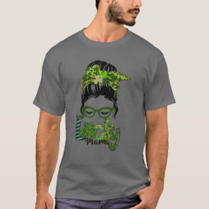 Camiseta One Lucky Mama St. Patrick's Day, Leopard Messy Bu