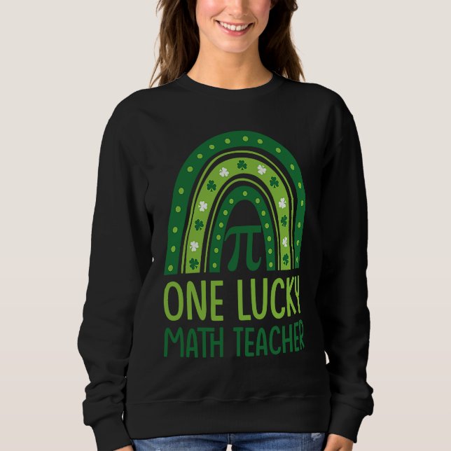 Camiseta One Lucky Math Teacher Rainbow Shamrock St Patrick (Frente)