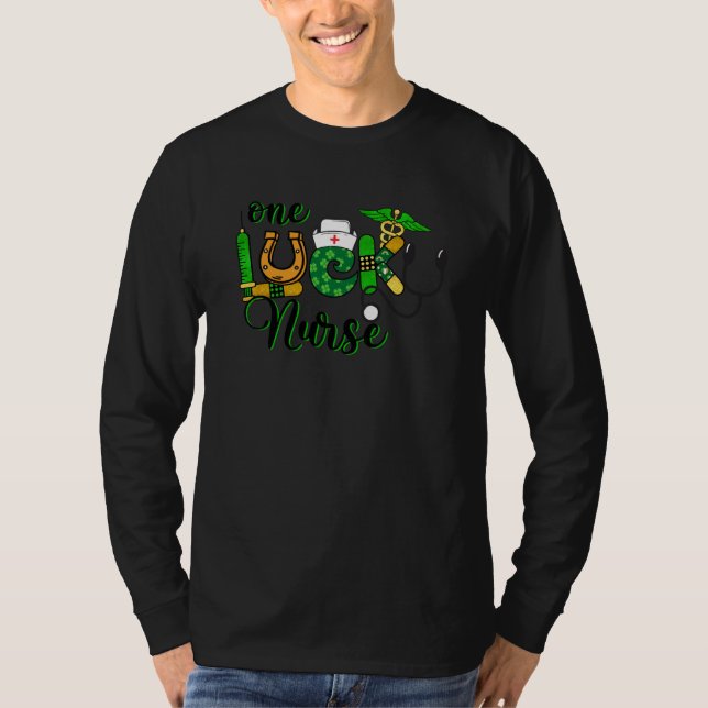 Camiseta One Lucky Nurse Shamrock Stethoscope St Patricks D (Frente)
