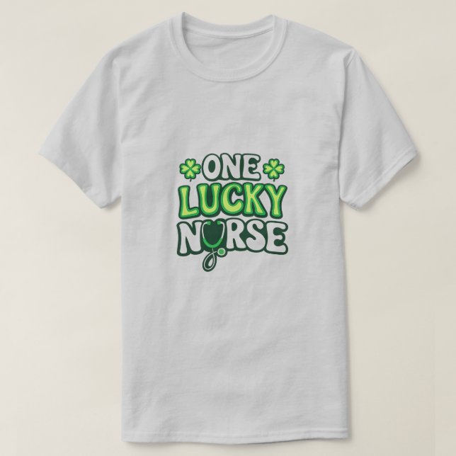 Camiseta One Lucky Nurse – St. Patrick’s Day Nurse Design (Frente do Design)