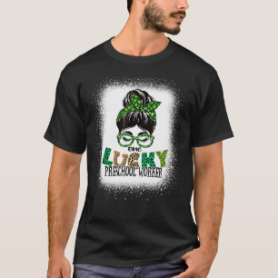 Camiseta One Lucky Preschool Worker Bleached St Patricks Da