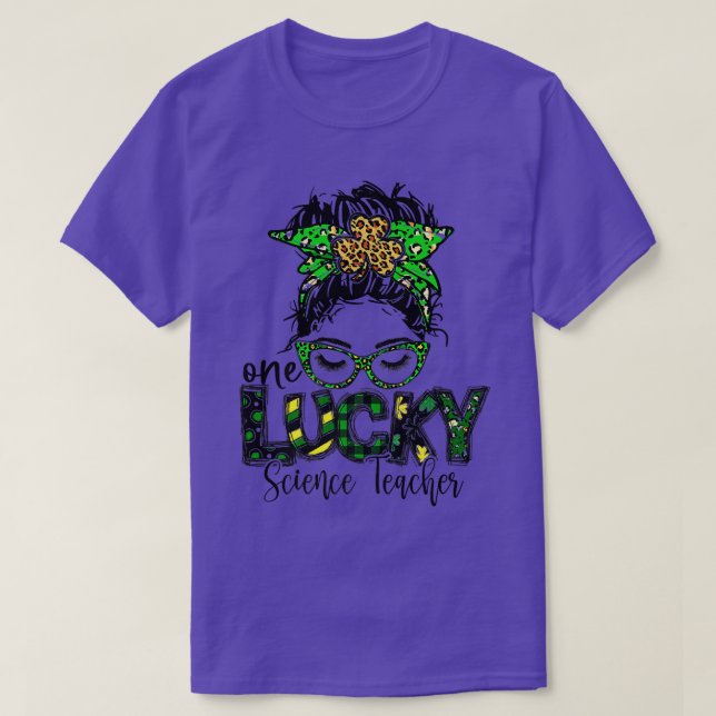 Camiseta One Lucky Science Teacher St Patrick Day Teacher L (Frente do Design)