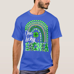 Camiseta One Lucky Teacher St Patrick's Day Rainbow Leopard