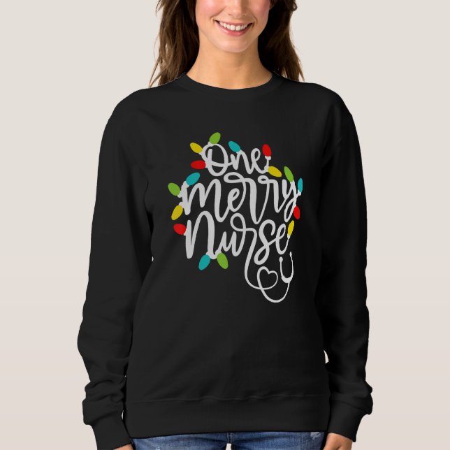 Camiseta One Merry Nurse Christmas Lights Santa's Favorite  (Frente)