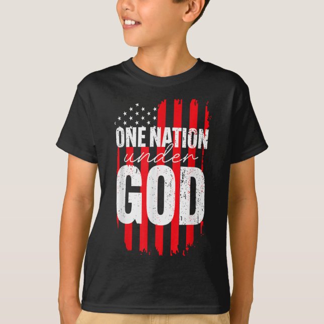 Camiseta One Nation Under God American Flag Christian Jesus (Frente)
