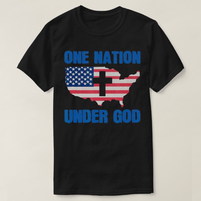Camiseta One Nation Under God Patriot Christian American Bi (Frente do Design)