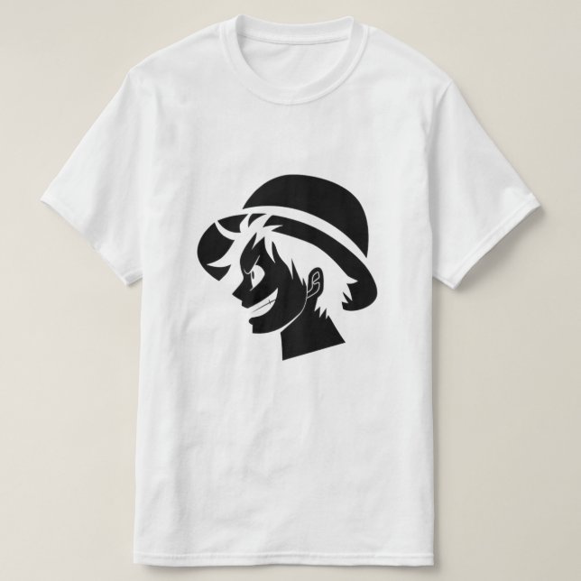 Camiseta One Piece Luffy Straw Hat Pirate Silhouette Tees (Frente do Design)