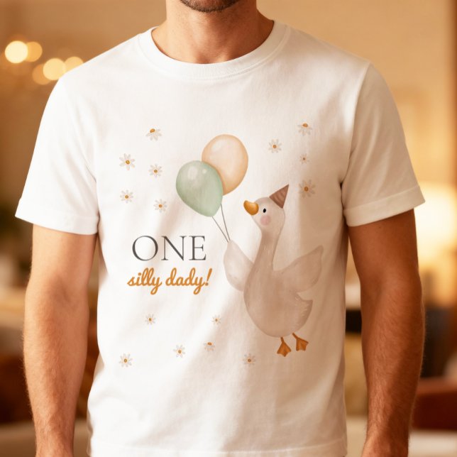 Camiseta One Silly Dady Goose Spring Party Farm Birthday (Criador carregado)