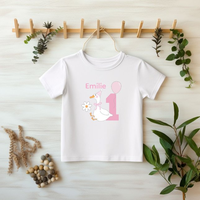 Camiseta One silly Goose Personalize name First birthday (Criador carregado)