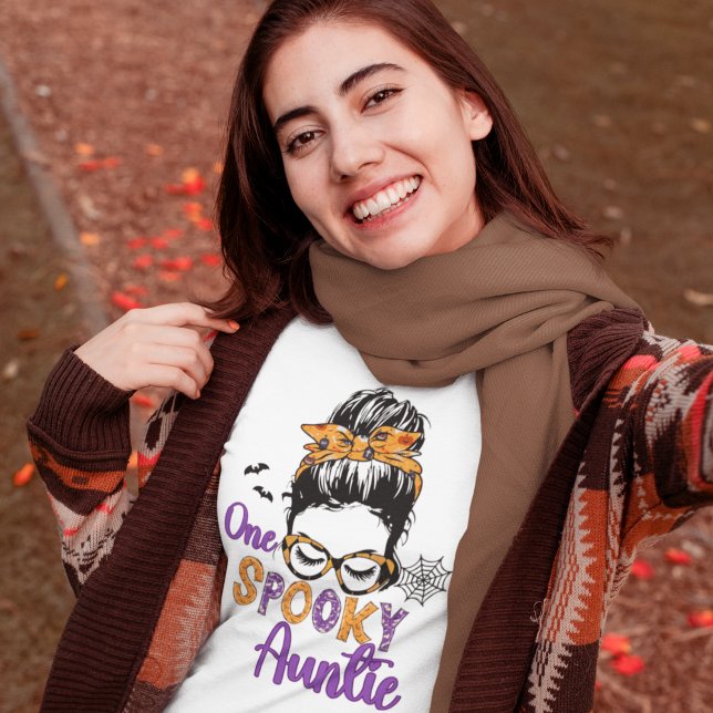 Camiseta One Spooky Auntie Funny Halloween Aunt (Criador carregado)