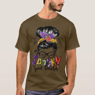 Camiseta One Spooky SPED Teacher Messy Bun Happy Halloween