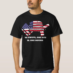 Camiseta One Swipe One Bite One Round Comida Guns Debates E