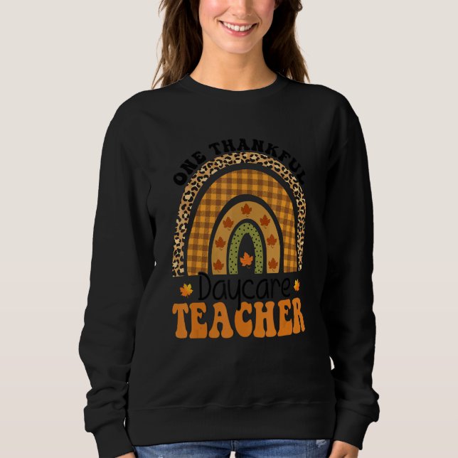 Camiseta One Thankful Daycare Teacher Groovy Thanksgiving R (Frente)