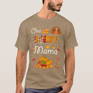 Camiseta One Thankful Mama Fall Leaves Autumn Mother Thanks