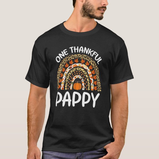 Camiseta One Thankful Pappy Thanksgiving Rainbow Leopard Fa (Frente)
