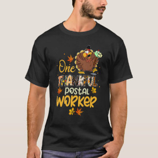 Camiseta One Thankful Postal Worker Turkey Pilgrim Hat Than