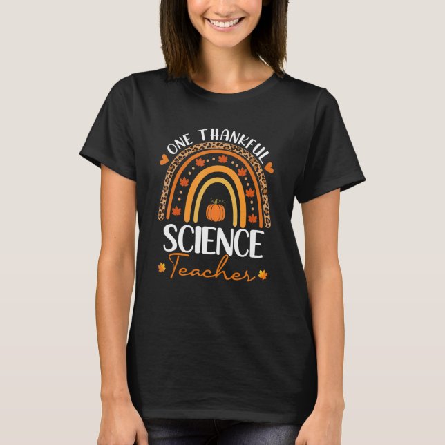 Camiseta One Thankful Science Teacher Rainbow Leopard Thank (Frente)