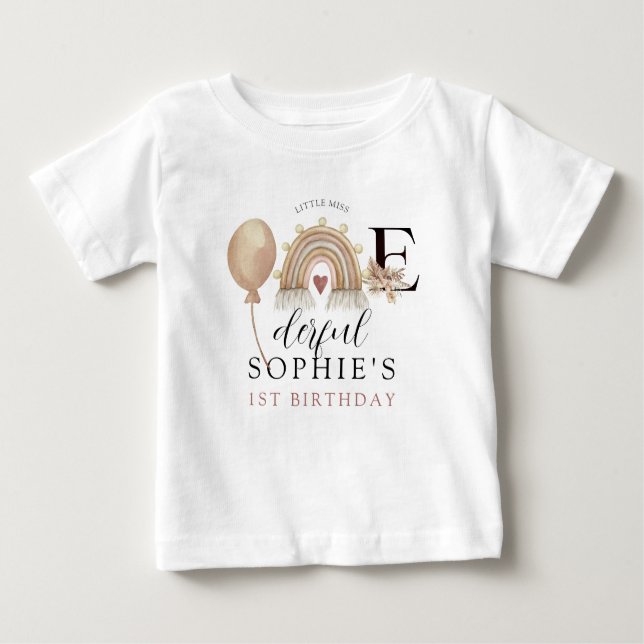 Camiseta ONEderful Menina Arco-íris de Aniversário (Frente)