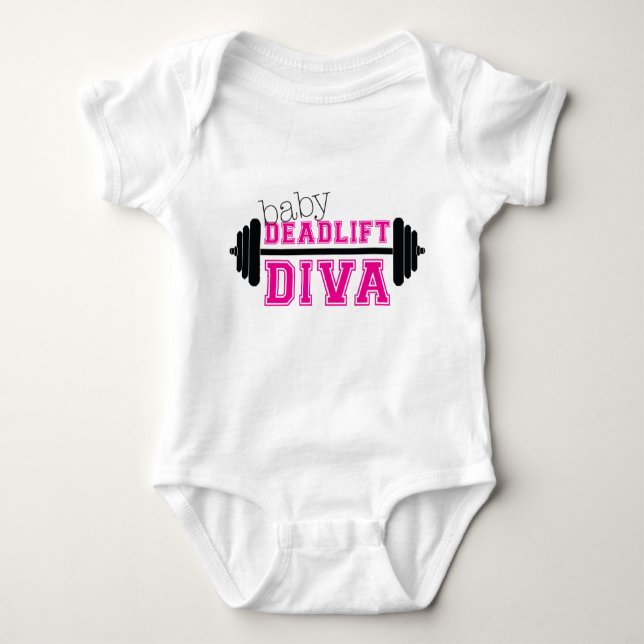 Camiseta onesiee- de "diva do exercício do bebê Deadlift " (Frente)