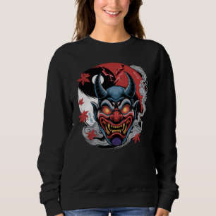 Camiseta Oni Máscara Japonesa com Yin-Yang e Folhas de Mapl
